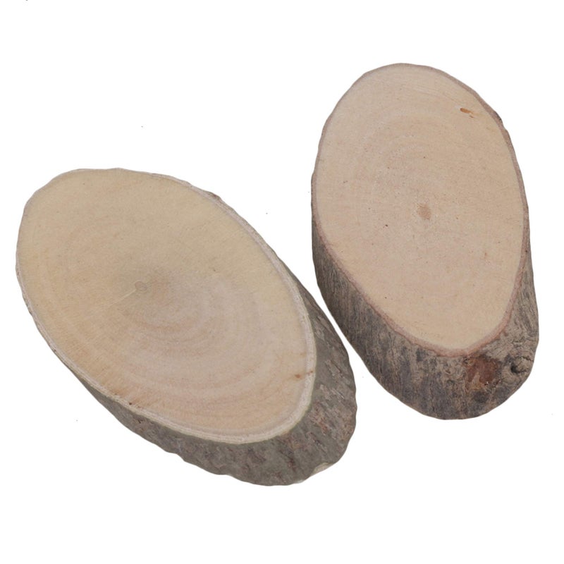 RDEXP Mini 1.57x0.78x0.2inch Natural Pine Wood Oval Shaped Discs Tree Bark Wooden Circles for DIY Crafts Pack of 100 - Image 3